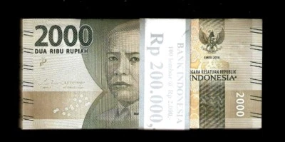 INDONESIA 2000 Rupiah P-155 2016 x 100 Pcs Lot UNC Bundle Indonesian Money NOTE - Image 1 of 2