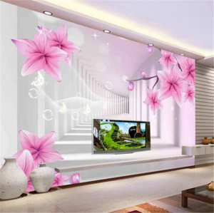 3D Pink Flower Corridor 876 Wallpaper Mural Paper Wall Print Wallpaper Murals UK - Picture 1 of 6