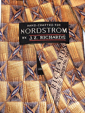 JZ RICHARDS Tie 100% SILK, Hand Crafted by NORDSTROM, Gold, Blue, X-Long NECKTIE