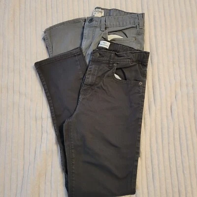 Gray & Black Cotton Boys Adjustable Slim Fit Jeans Pants, 2pcs,  Size S (14) - Image 1 of 4