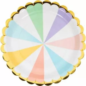 Pastel Party Supplies Scalloped Paper Dinner Plates 8 Pack Birthday Baby Shower - Picture 1 of 1