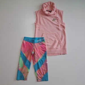 nike suit girl sleeveless turtle neck shirt plus 3/4 leggings size XS - Picture 1 of 13