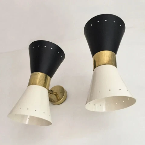 Pair of wall sconces "diabolo" design 1950 (to electrical standards Europe / UK Cover