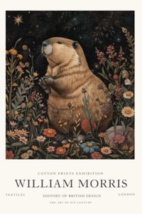 William Morris Vintage Beaver Woodland Forest Cotton Prints Exhibition Poster  - Picture 1 of 6