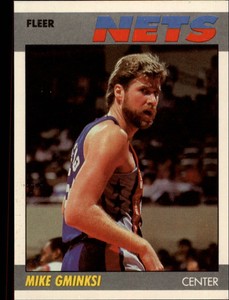 1987-88 Fleer Nets Basketball Card #41 Mike Gminski UER/(reversed negative)