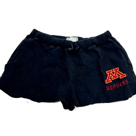 Minnesota Golden Gophers Cut Off Sweatpant Shorts Size Large Black Drawstring Cover