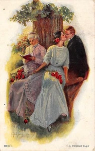 # G952 ARTIST SIGNED POSTCARD, ALFRED DEWEY " A DOUBLE PLAY " - Picture 1 of 2