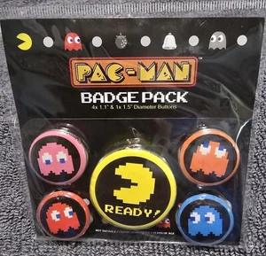 Pac Man Badge Pack Spille Confezione da 5 Namco Pyramid America - Foto 1 di 2