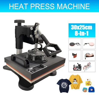 Pressa a Caldo 30x25cm 8in1 Termopressa Calore Cup Stampa Tessile Trasferimento - Immagine 1 di 4
