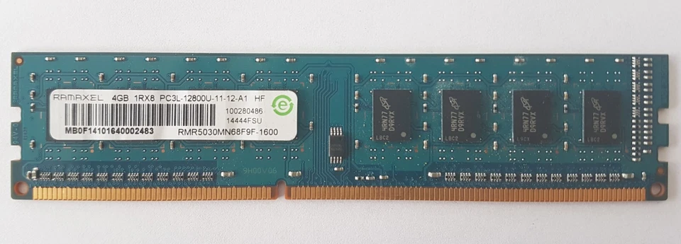 Ramaxel 4GB DDR3 1Rx8 PC3L-12800U-11-12-A1 HF RMR5030MN68F9F - 1600 - Photo 1/1
