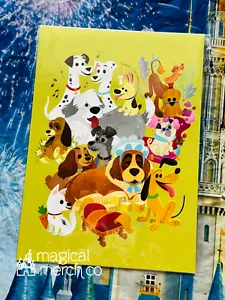 2024 Disney Park Dogs 5x7" Postcard Joey Chou Pongo Pluto Nana Bolt Percy Copper - Picture 1 of 1
