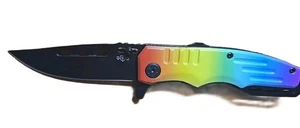 GW Pocket Knife Spring Assisted. Rainbow Color. - Picture 1 of 4