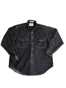 Vintage John Ashford Sport Hemd Dark Wash Denim Langarm Schwarz 90s Grunge Herren M - Bild 1 von 7