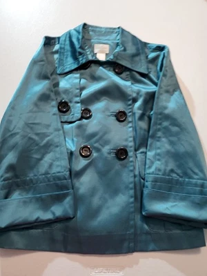 Emma James Petite size 6 Teal Double Breasted Satin Jacket with Front Pockets - Image 1 of 4