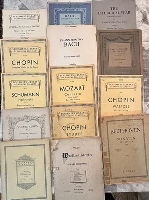 Partituras de piano clásico vintage (14 libros): Bach, Mozart, Chopin, Beethoven Foto 1 de 4