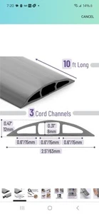 Bates- Floor Cord Cover, 10ft Cable Cover, Grey, Extension Cord Cover Floor,... - Picture 1 of 4