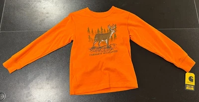 Camiseta Carhartt Wilderness Deer Hunter naranja manga larga niños - talla 4T - nueva con etiquetas Foto 1 de 3