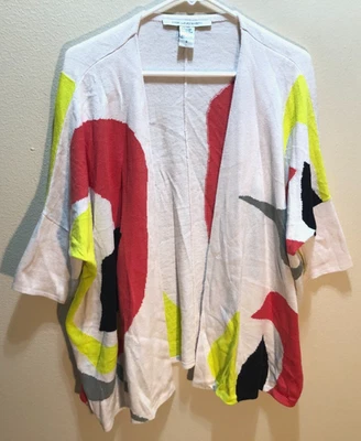 Suéter Diane von Furstenberg Vintage Anos 90 Geométrico Abstrato Xale Aberto Envoltório P - Imagem 1 de 3