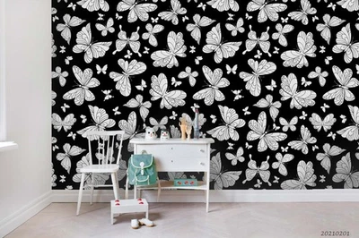 Murales de pared pintados a mano en 3D con patrón de mariposa papel tapiz murales pegatina de pared Foto 1 de 4