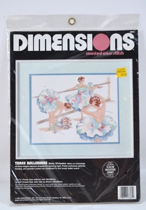 1990 Dimensions " Three Ballerinas "  Cross Stitch Kit #3695 Ballet Dancers New - Picture 1 of 4