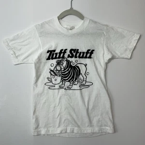 Vintage 80s Tough Stuff Bulldog Cleaning Tshirt White Youth Size L - Bild 1 von 4