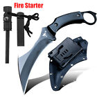 Emergency Survival Flint Fire Starter Tactical Tool Camping Blade Knife w/Sheath