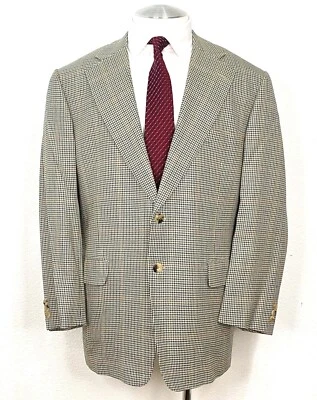 Paul Stuart Silk Wool Woven in Italy Houndstooth Windowpane 2 Btn Sport Coat 46R - Image 1 of 4