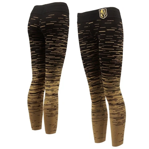 NHL Leggings Womens Small Black Knit Static Rain Team Las Vegas Golden Knights Cover