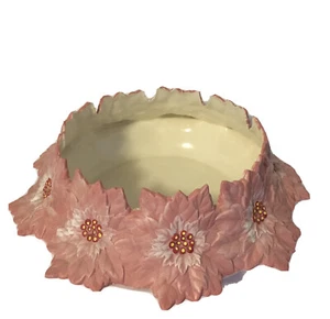 "Centro de mesa de pascua rosa cerámica mediados de siglo consola cuenco 12"" Navidad de colección" - Imagen 1 de 10