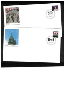 CANADA 1991 QUEEN & FLAG cat $5.00 2 FDC #1357+ MNH BOX 503 - Picture 1 of 1