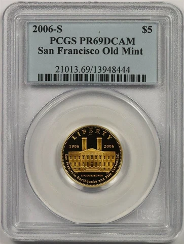 2006-S San Francisco Old Mint $5 PCGS PR 69 Deep Cameo Gold Modern Commemorative Cover