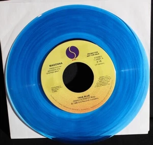 Madonna-True Blue-2 Versions-Sire 7-28591-DJ-Vintage 1986 Blue Vinyl DJ 45-VG++! - Imagen 1 de 2