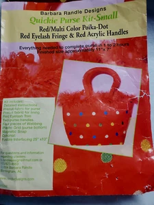 Retro 2004 Barbara Randle Purse Kit Red w Multi Color Polka Dots Fringe +Handles - Picture 1 of 13