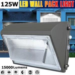 125W LED Wall Pack with Photocell Dusk to Dawn 5000K Waterproof Commercial Light - Picture 1 of 21