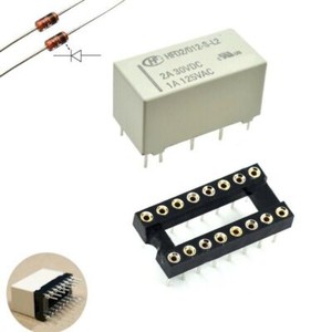 Relais bistabil 2 Spulen 2xUM 12V 9-24V + Sockel / Fassungen je 10 Stück S009A