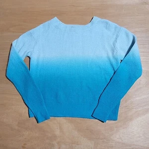 Line 100% Cashmere Sweater Womens Small Blue Striped Casual - Picture 1 of 6