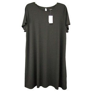 J Jill Wearever Black Shift Dress Womens Size XL Petite Short Sleeve New Tags