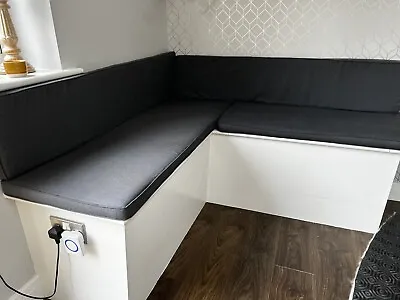 Handmade Fitted Kitchen Corner Bench Seating With Grey Cushions • 80£