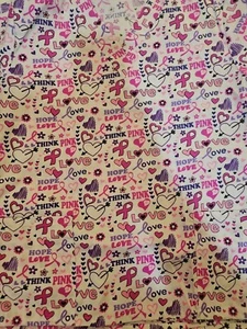 Medical Uniform Scrubs Top pink breast cancer Awareness Pockets Hearts Love Hope - Picture 1 of 23
