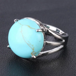 Natural Crystal Round Gemstone Open Finger Ring Adjustable Wedding Party Rings - Picture 1 of 32