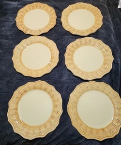 Set of 6 Pier 1 Gemma Baroque Green Mosstone 12" Dinner plates earthenware ITALY - Picture 1 of 6