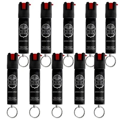 10 Bulk pack Police Magnum 3/4oz ounce Keyring pepper spray Safety Defense