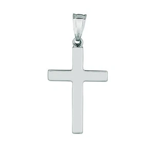14K White Gold Flat Cross Charm Fine Jewelry - Picture 1 of 1