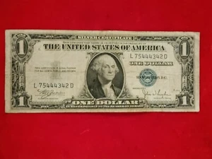 1935 Blue Seal Silver Certificated US $1 Dollar Note  with Fours  - Picture 1 of 4