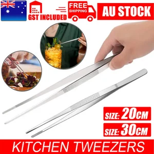Kitchen Tweezers Silver Garden Tweezer For Professional Use Craft Long 25-30cm A - Picture 1 of 11