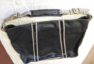 Borsa a mano Charlie Lapson - borsa hobo in vera pelle con cerniera colore nero/grigio - Foto 1 di 6