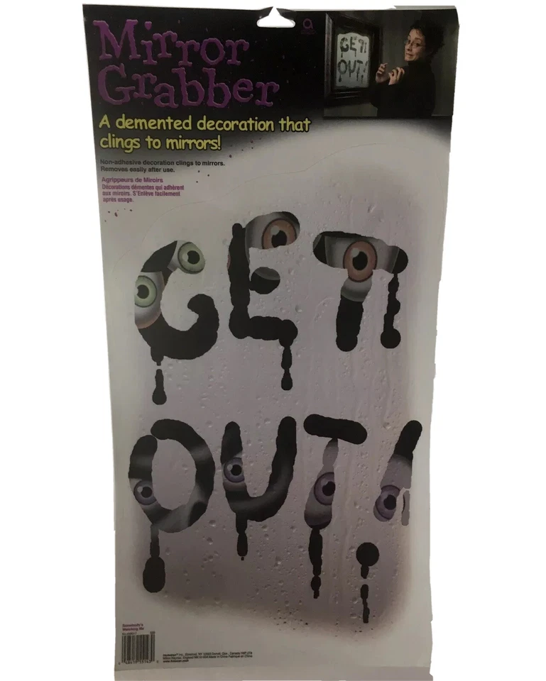 Somebody’s Watching Me Glass Mirror Grabber Skeleton Halloween Window Decoration - Image 1 of 3