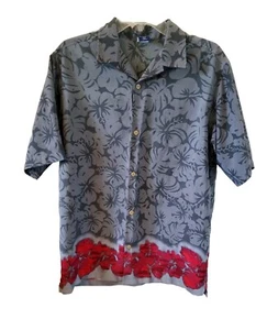 Sideout Men's Hawaiian Shirt Size XL Button Down Short Sleeve Floral Grey/red - Picture 1 of 14