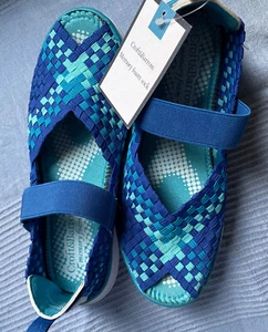 Croft & Barrow Women Shoes sz 6M Blue/Teal Woven Memory Foam NWT Comfort - Picture 1 of 7