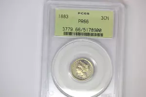 1883 Three Cent Nickel- PCGS PR-66 Old Green Holder. Superb Rare Date. - Picture 1 of 3